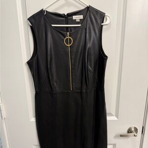 Calvin Klein black leather dress